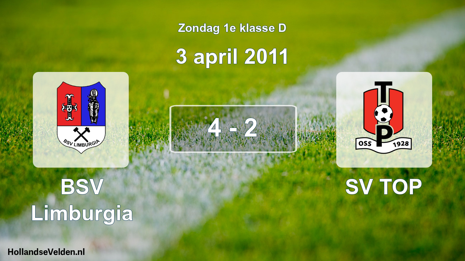 Total number of matches played: BSV Limburgia - SV TOP 4 - 2 (3 April 2011)