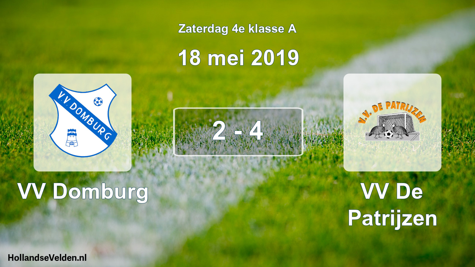 Total number of matches played: VV Domburg - VV De Patrijzen 2 - 4 (18 May 2019)
