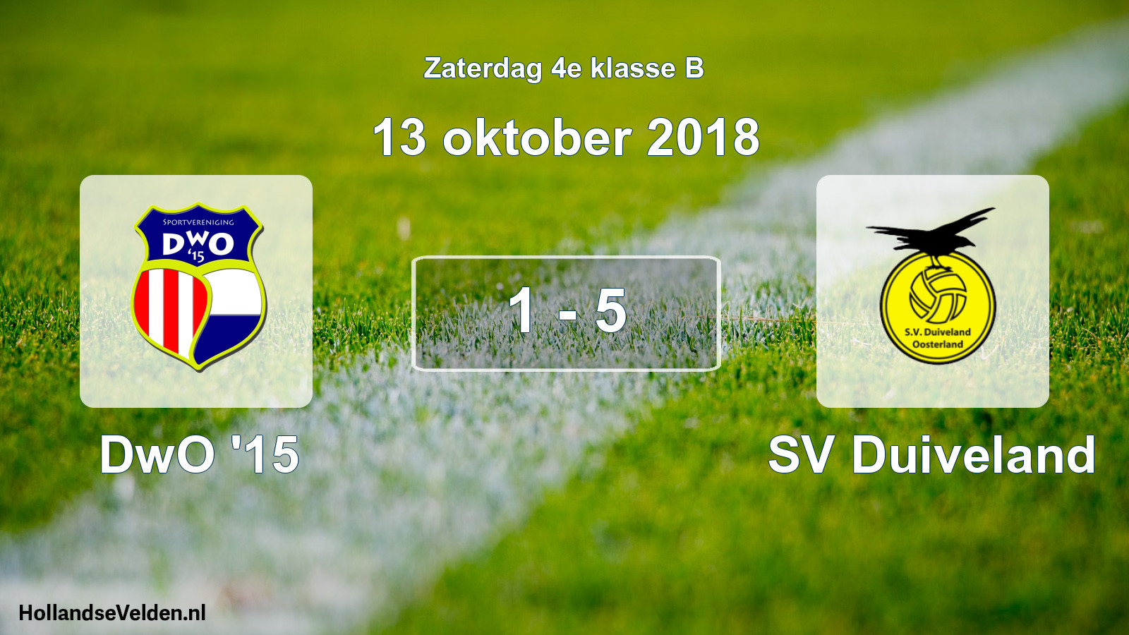 Total number of matches played: DwO '15 - SV Duiveland 1 - 5 (13 October 2018)