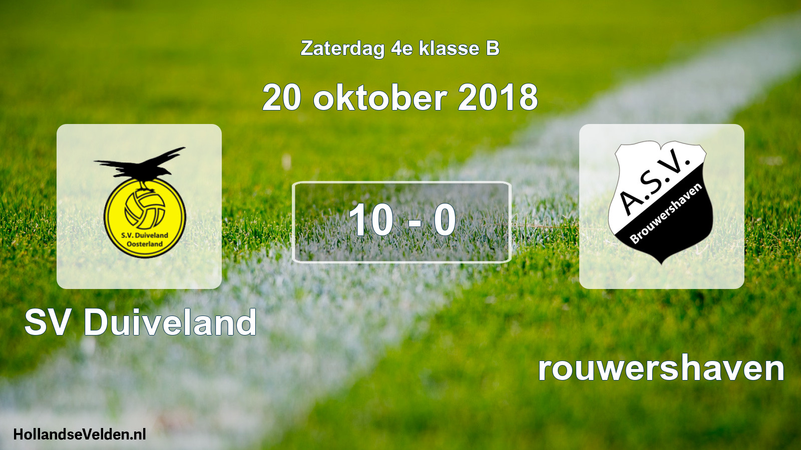 Total number of matches played: SV Duiveland - Brouwershaven 10 - 0 (20 October 2018)