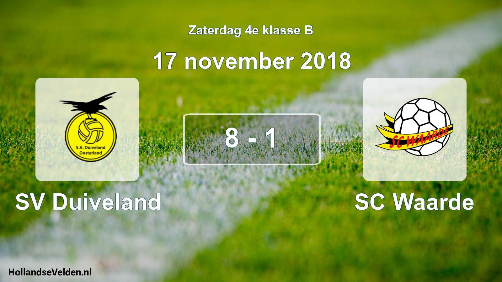 Total number of matches played: SV Duiveland - SC Waarde 8 - 1 (17 November 2018)
