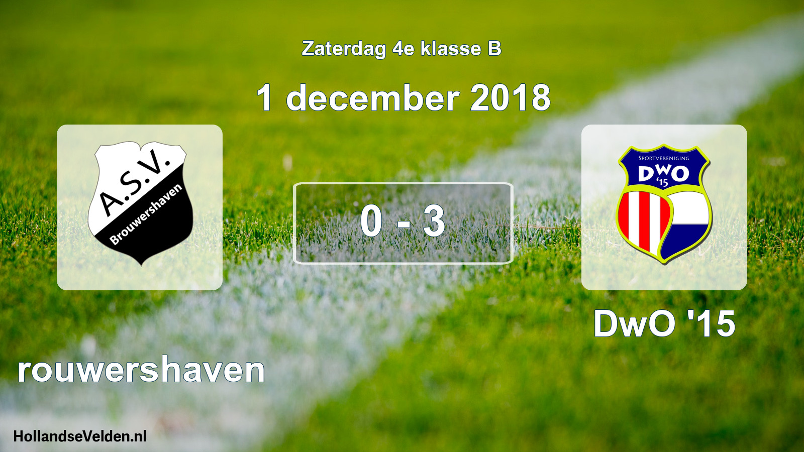 Total number of matches played: Brouwershaven - DwO '15 0 - 3 (1 December 2018)