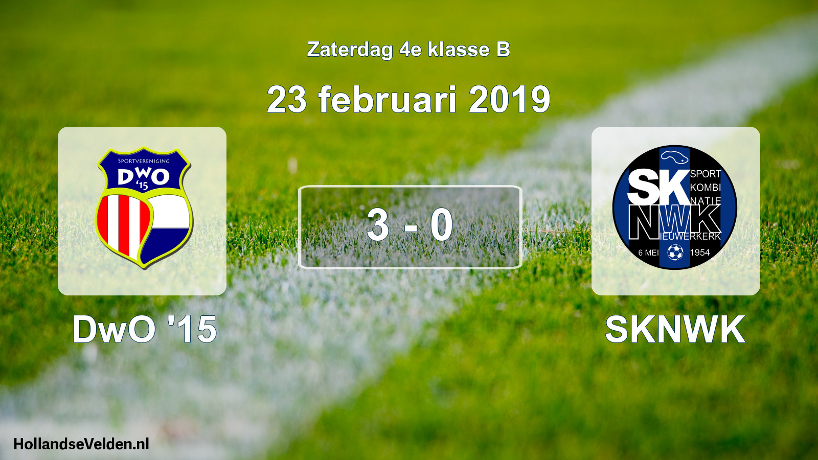 Total number of matches played: DwO '15 - SKNWK 3 - 0 (23 February 2019)