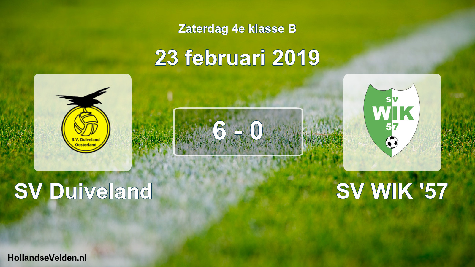 Total number of matches played: SV Duiveland - SV WIK '57 6 - 0 (23 February 2019)