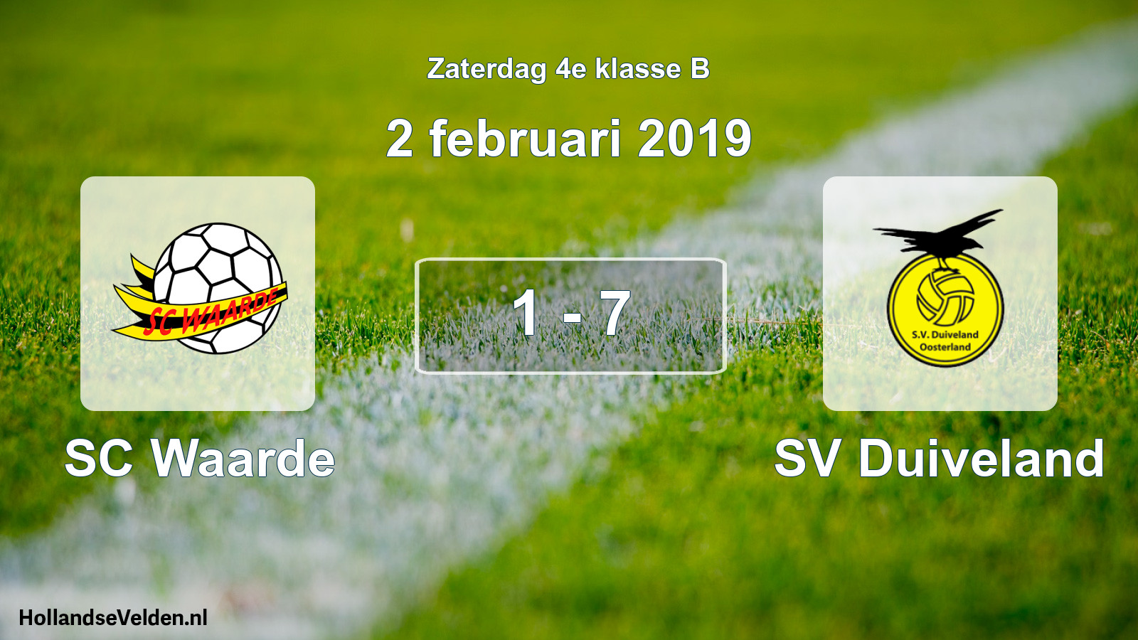 Total number of matches played: SC Waarde - SV Duiveland 1 - 7 (2 February 2019)