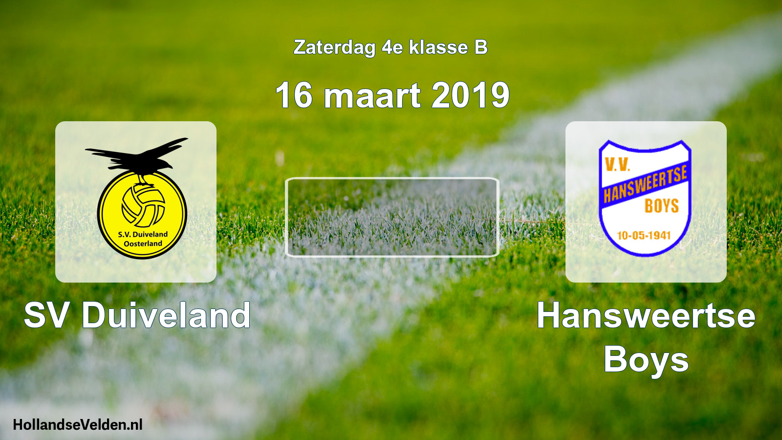 Scheduled Match: SV Duiveland - Hansweertse Boys (16 March 2019)