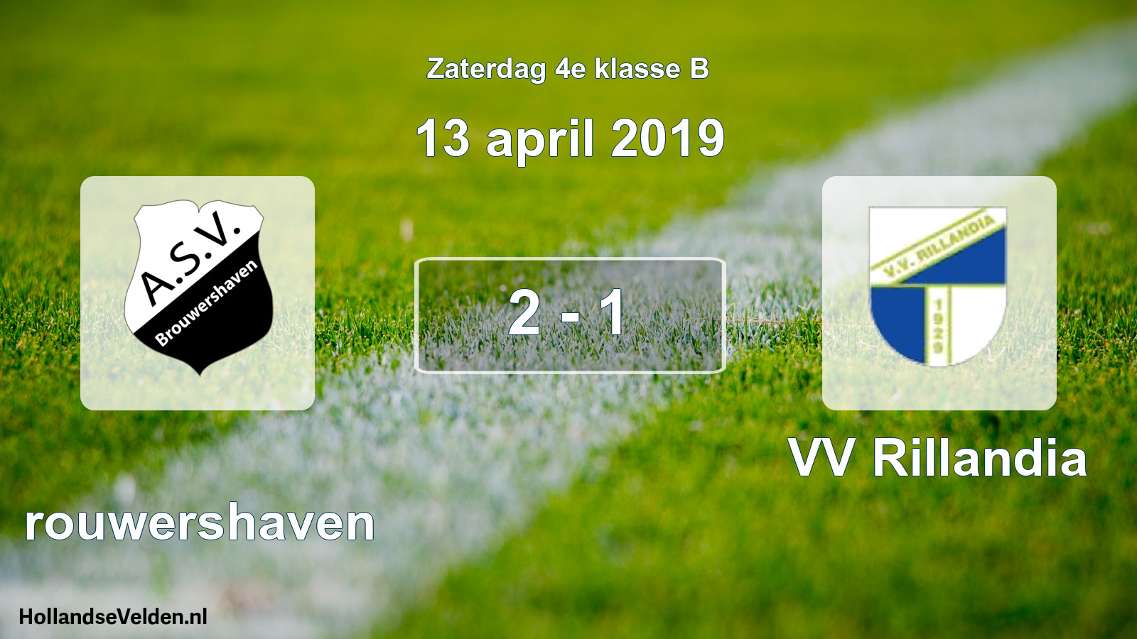 Total number of matches played: Brouwershaven - VV Rillandia 2 - 1 (13 April 2019)