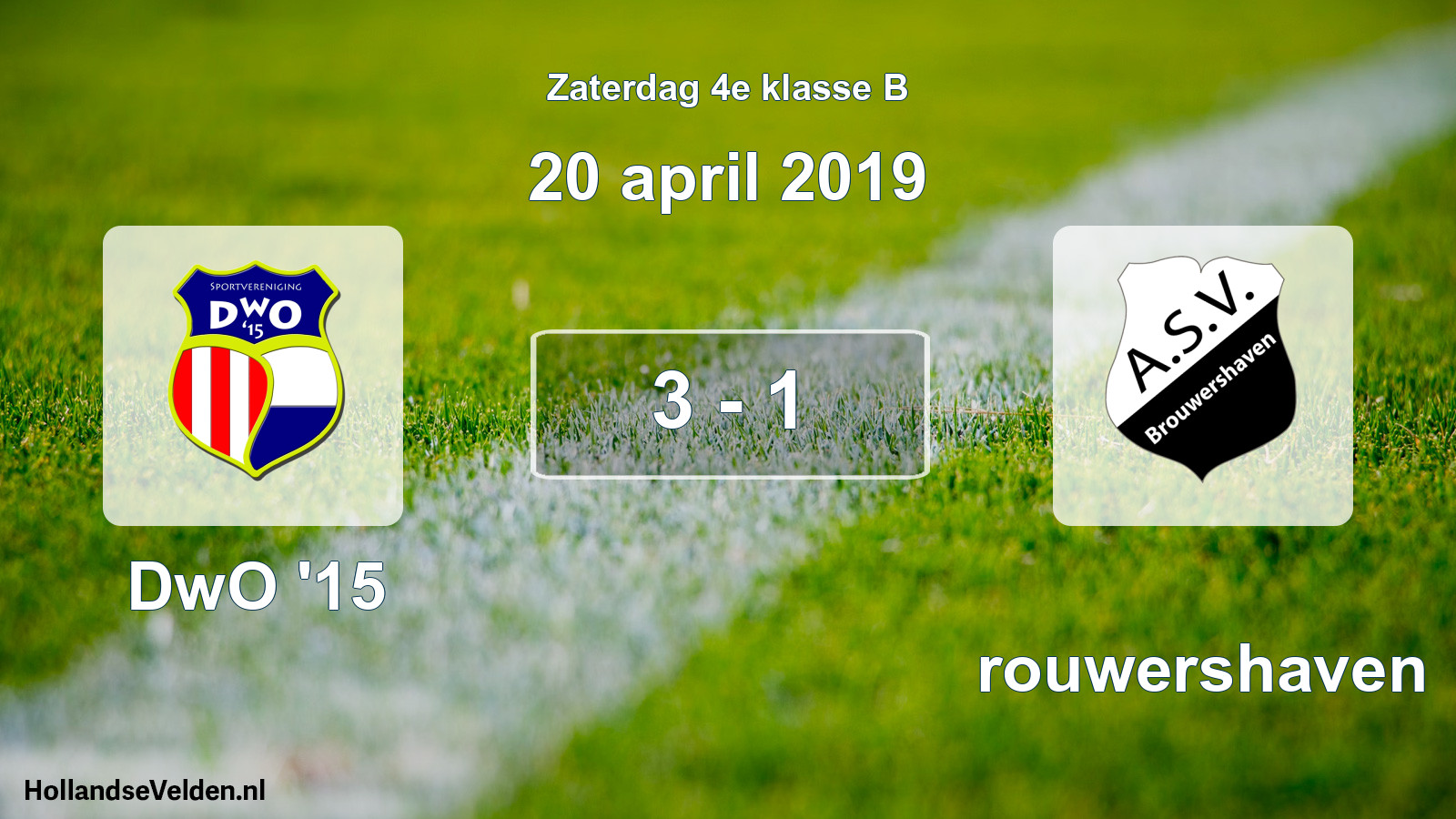 Total number of matches played: DwO '15 - Brouwershaven 3 - 1 (20 April 2019)