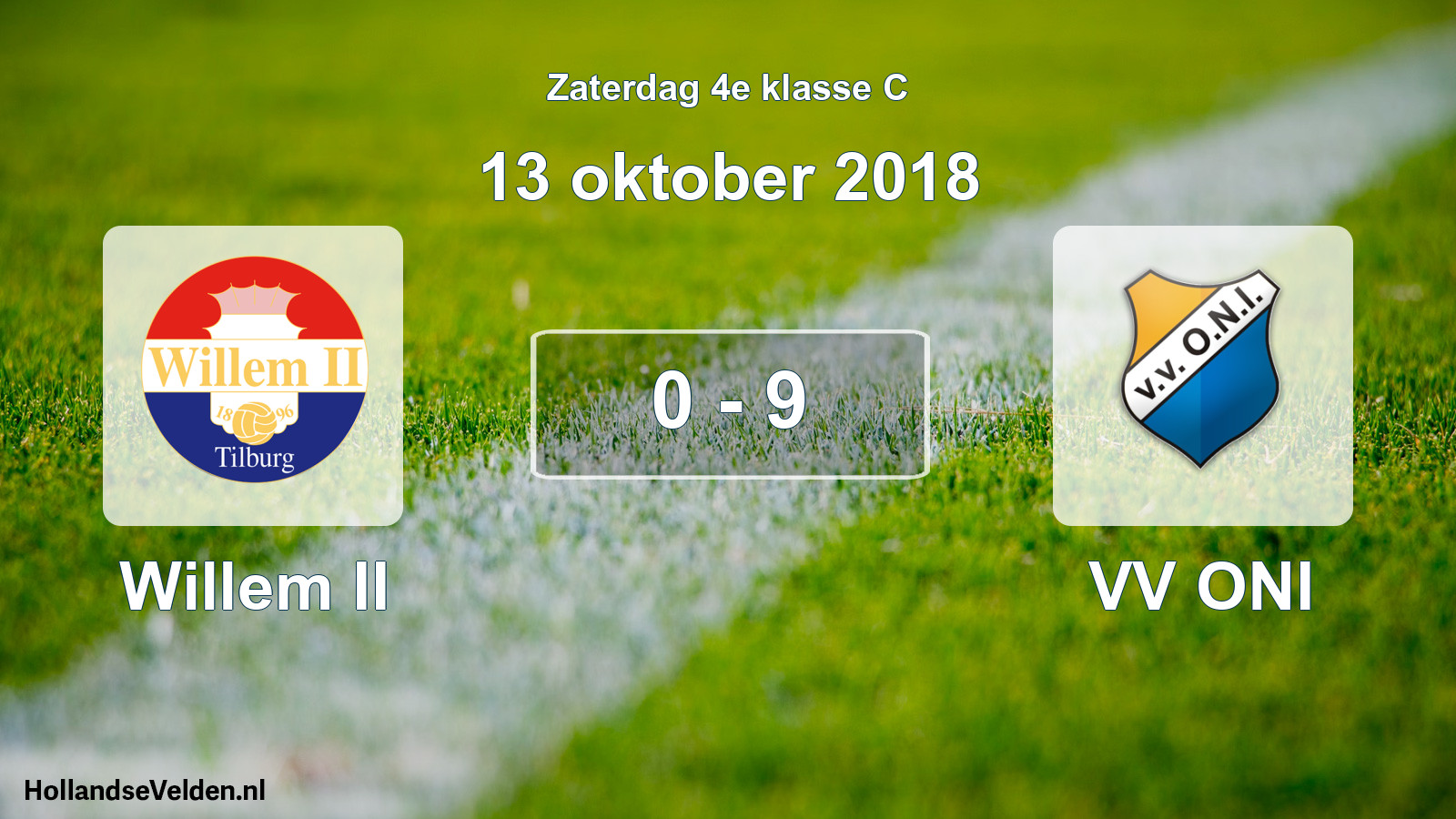 Total number of matches played: Willem II - VV ONI 0 - 9 (13 October 2018)