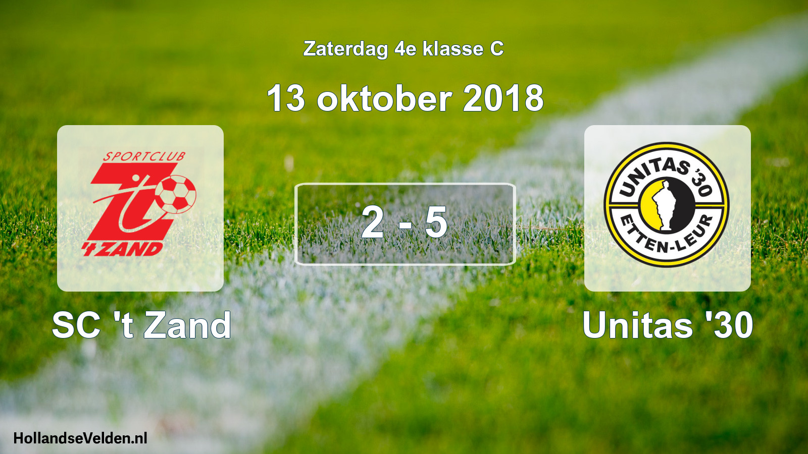 Total number of matches played: SC 't Zand - Unitas '30 2 - 5 (13 October 2018)