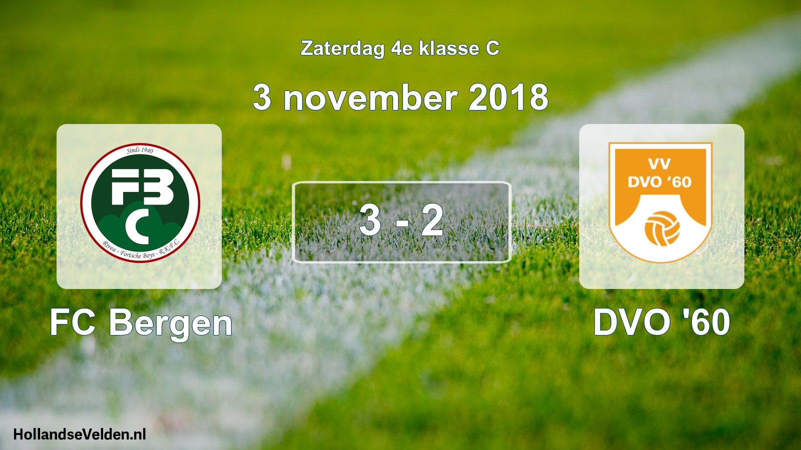 Total number of matches played: FC Bergen - DVO '60 3 - 2 (3 November 2018)