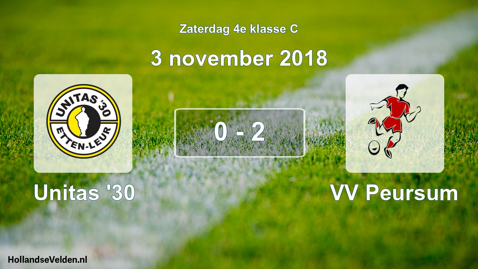 Total number of matches played: Unitas '30 - VV Peursum 0 - 2 (3 November 2018)