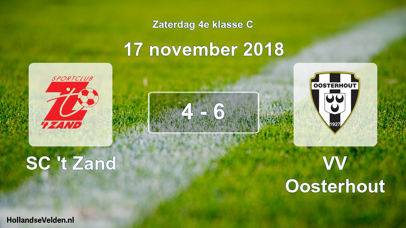 Total number of matches played: SC 't Zand - VV Oosterhout 4 - 6 (17 November 2018)