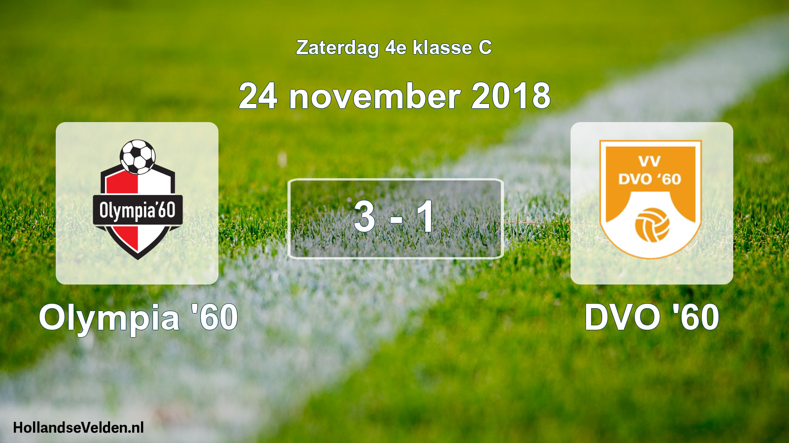 Total number of matches played: Olympia '60 - DVO '60 3 - 1 (24 November 2018)