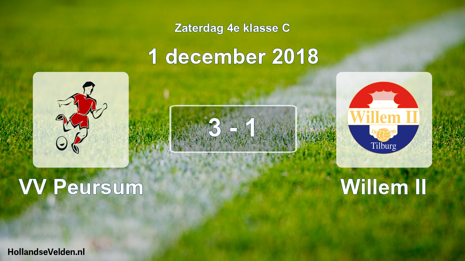 Total number of matches played: VV Peursum - Willem II 3 - 1 (1 December 2018)