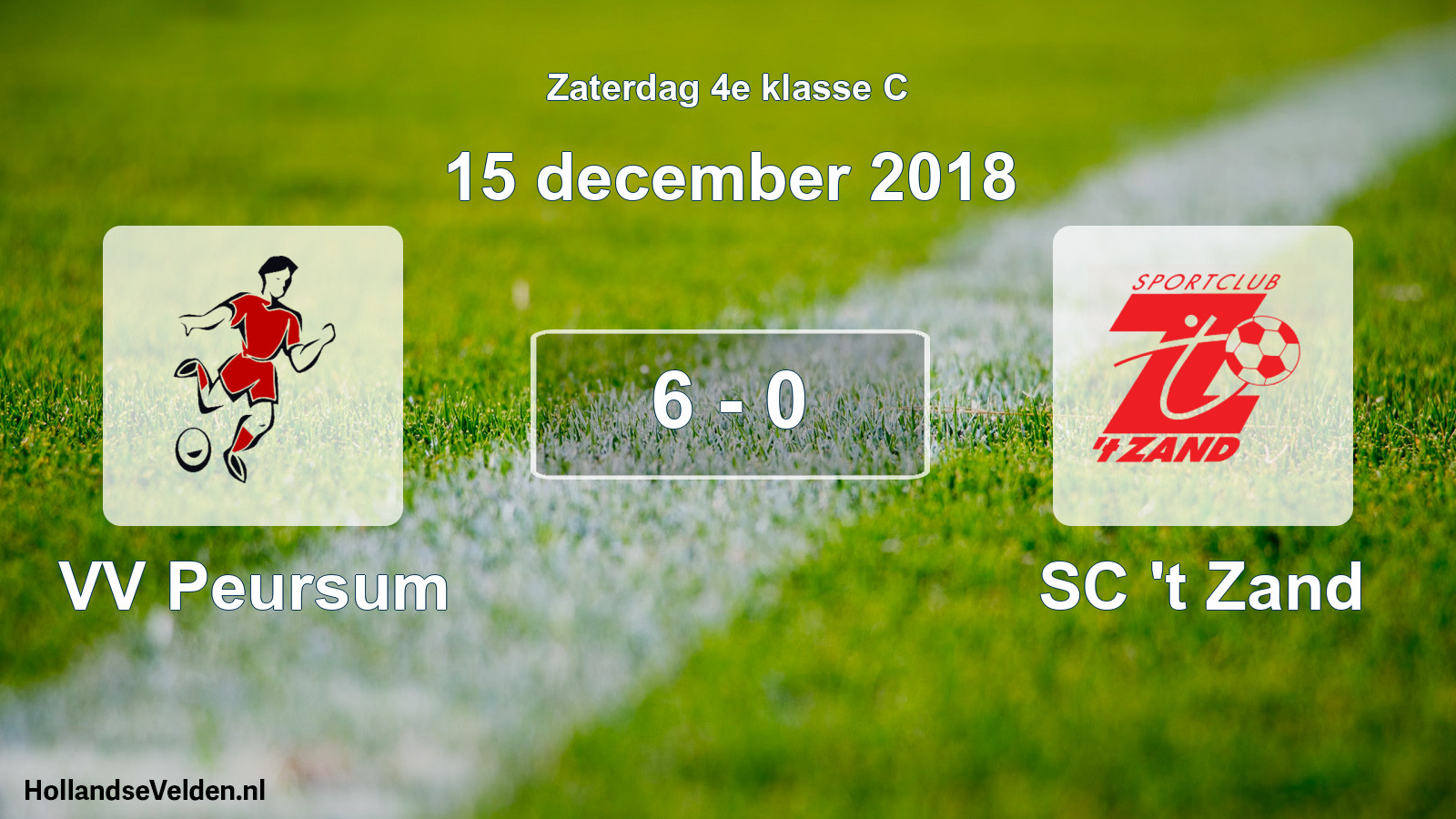 Total number of matches played: VV Peursum - SC 't Zand 6 - 0 (15 December 2018)