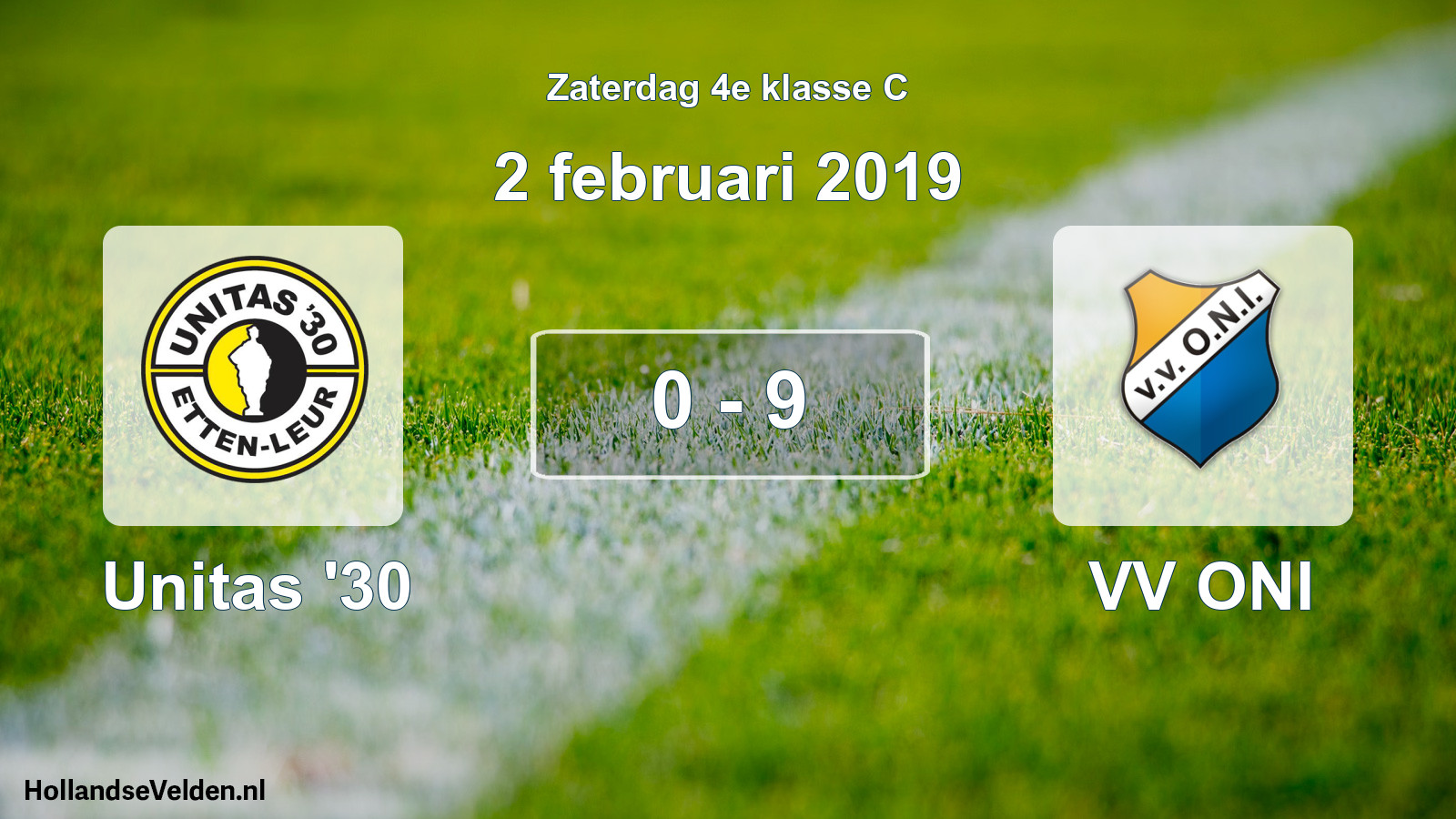 Total number of matches played: Unitas '30 - VV ONI 0 - 9 (2 February 2019)