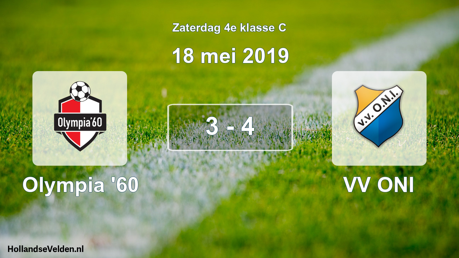 Total number of matches played: Olympia '60 - VV ONI 3 - 4 (18 May 2019)