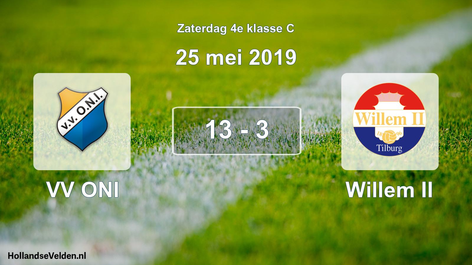 Total number of matches played: VV ONI - Willem II 13 - 3 (25 May 2019)