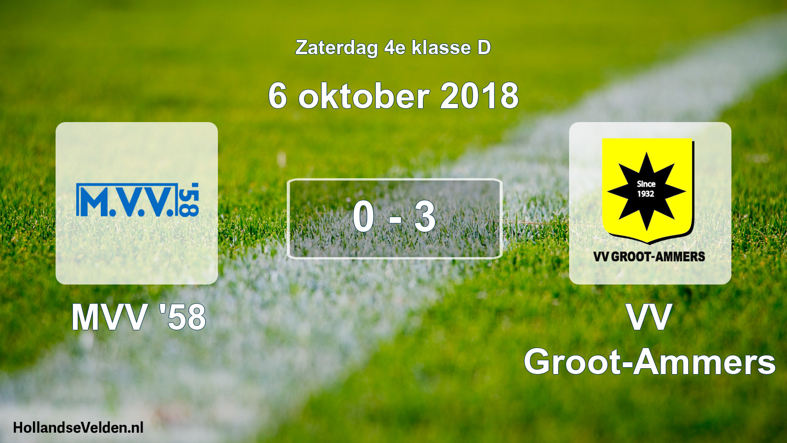 Total number of matches played: MVV '58 - VV Groot-Ammers 0 - 3 (6 October 2018)