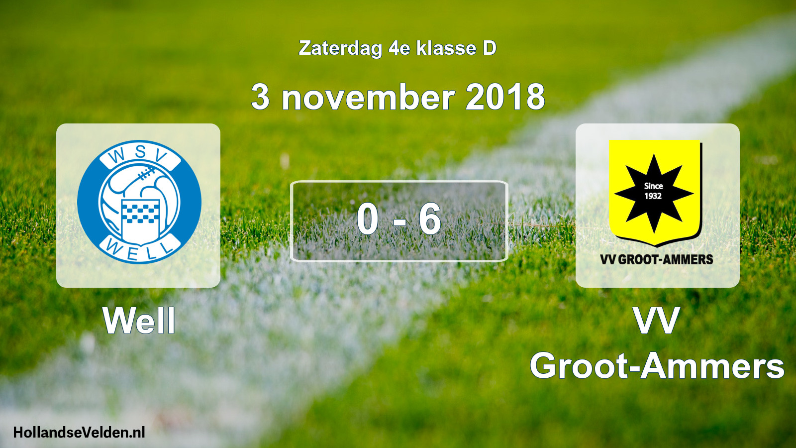 Total number of matches played: Well - VV Groot-Ammers 0 - 6 (3 November 2018)
