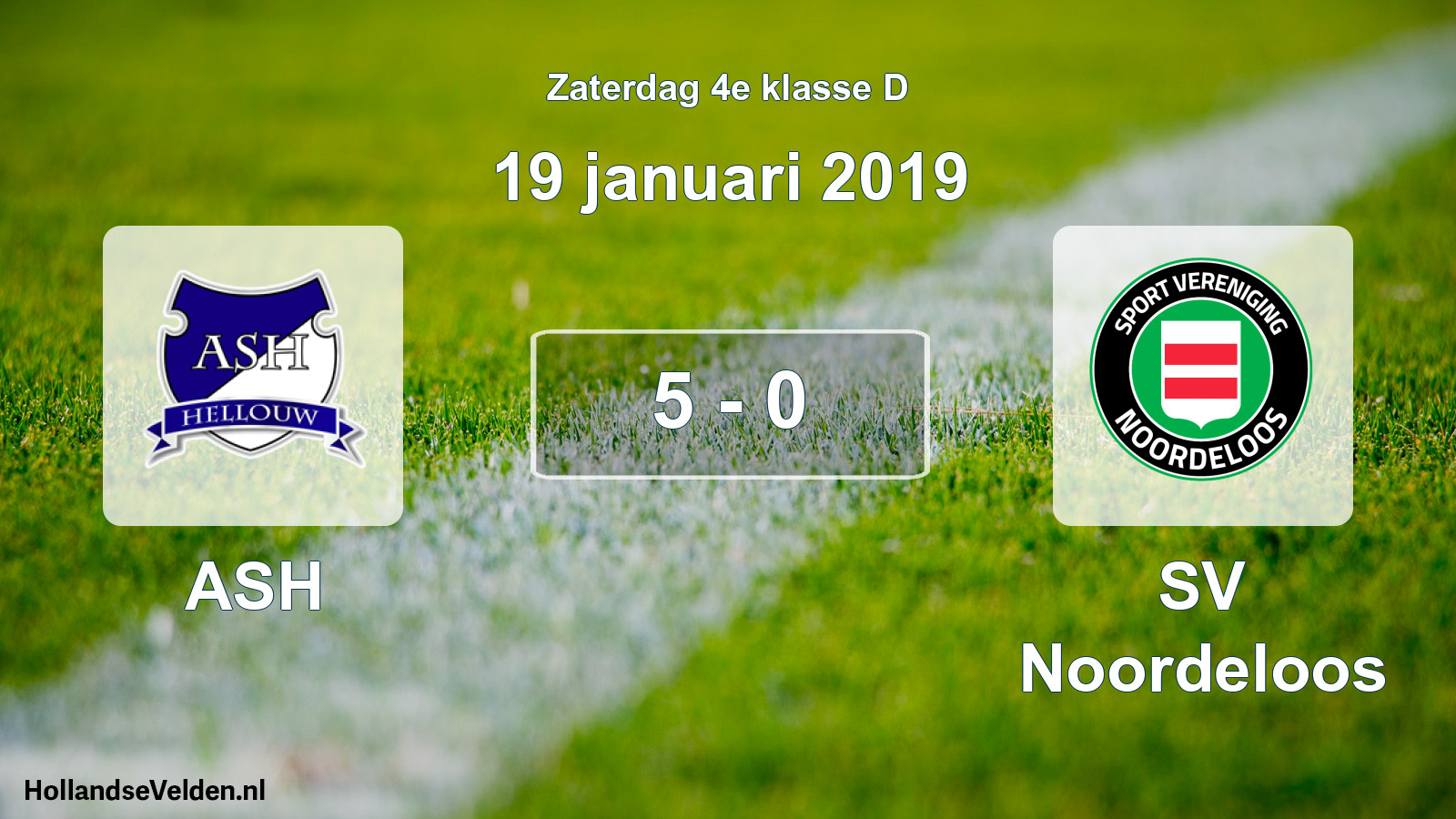 Total number of matches played: ASH - SV Noordeloos 5 - 0 (19 January 2019)