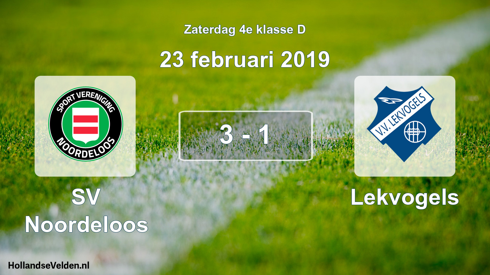 Total number of matches played: SV Noordeloos - Lekvogels 3 - 1 (23 February 2019)