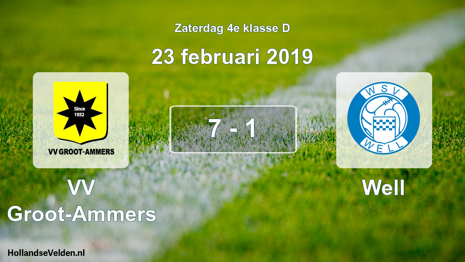 Total number of matches played: VV Groot-Ammers - Well 7 - 1 (23 February 2019)