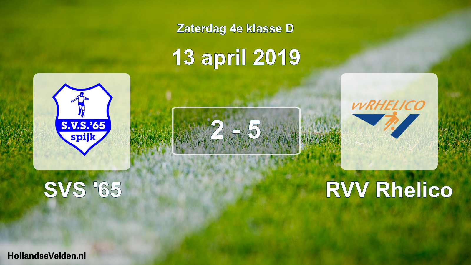 Total number of matches played: SVS '65 - RVV Rhelico 2 - 5 (13 April 2019)