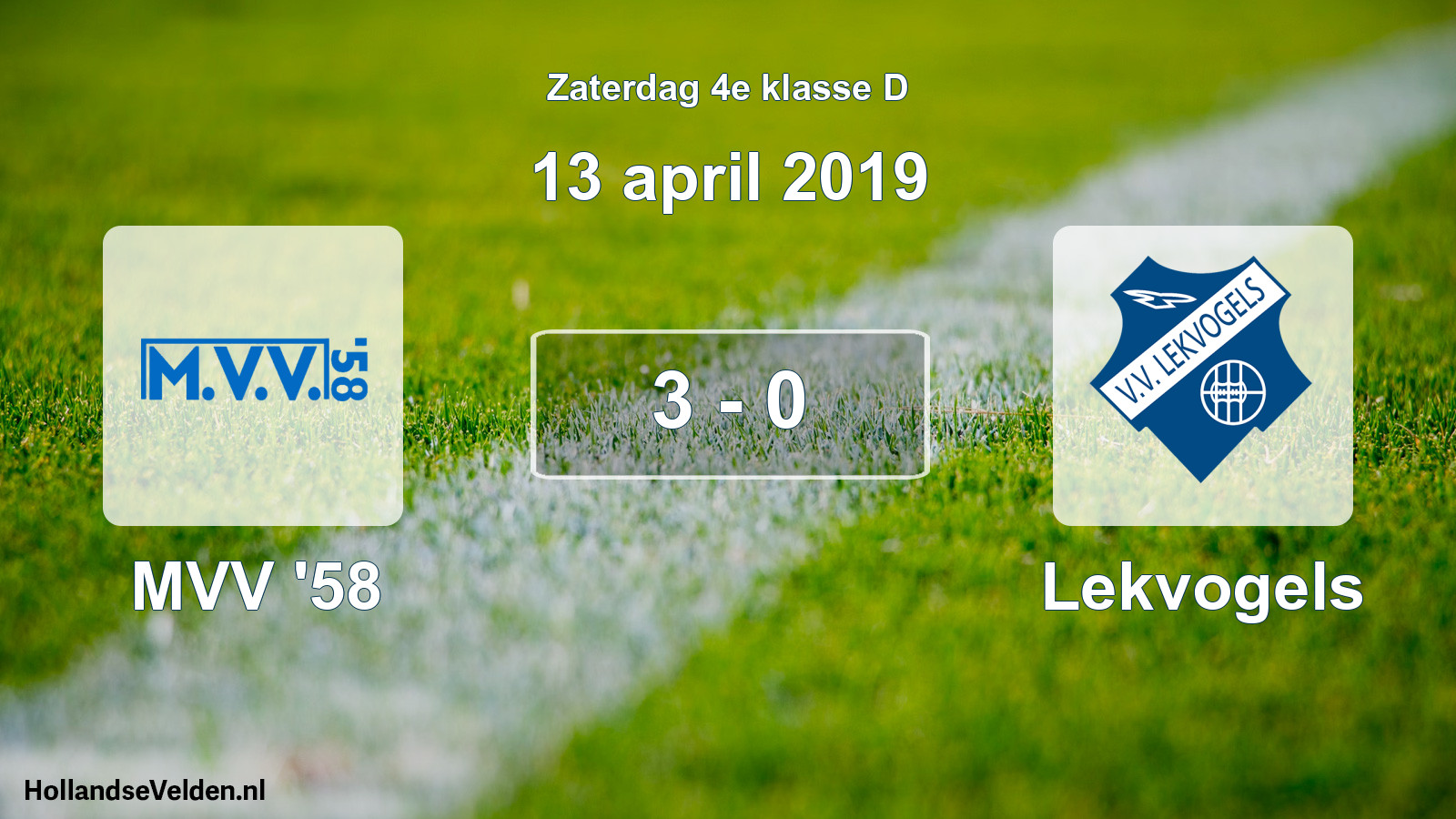 Total number of matches played: MVV '58 - Lekvogels 3 - 0 (13 April 2019)