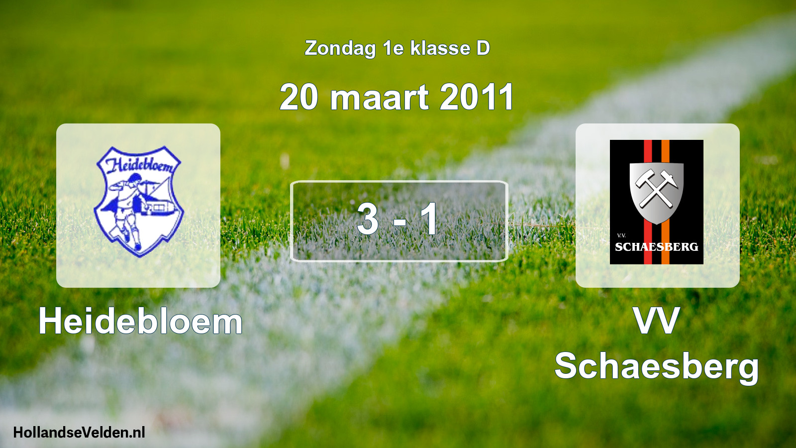 Total number of matches played: Heidebloem - VV Schaesberg 3 - 1 (20 March 2011)