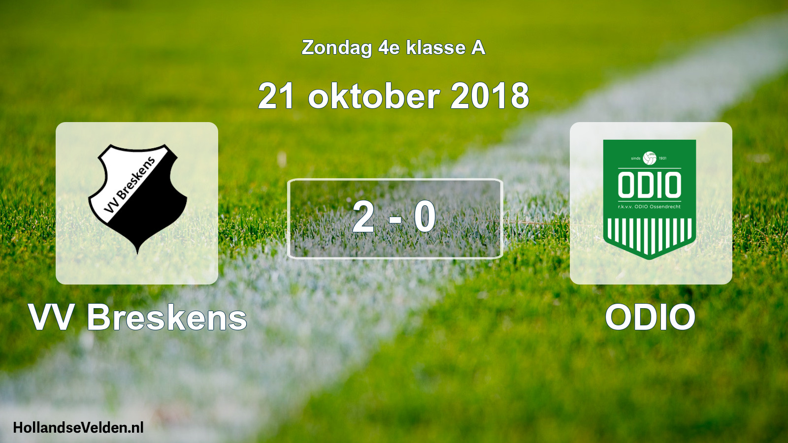 Total number of matches played: VV Breskens - ODIO 2 - 0 (21 October 2018)