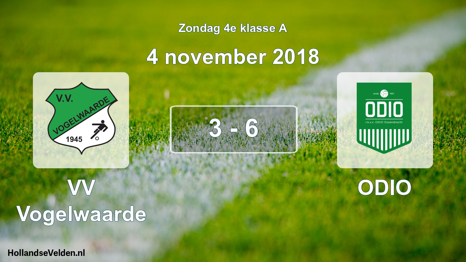 Total number of matches played: VV Vogelwaarde - ODIO 3 - 6 (4 November 2018)