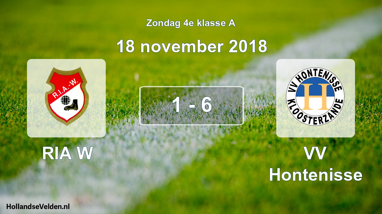 Total number of matches played: RIA W - VV Hontenisse 1 - 6 (18 November 2018)