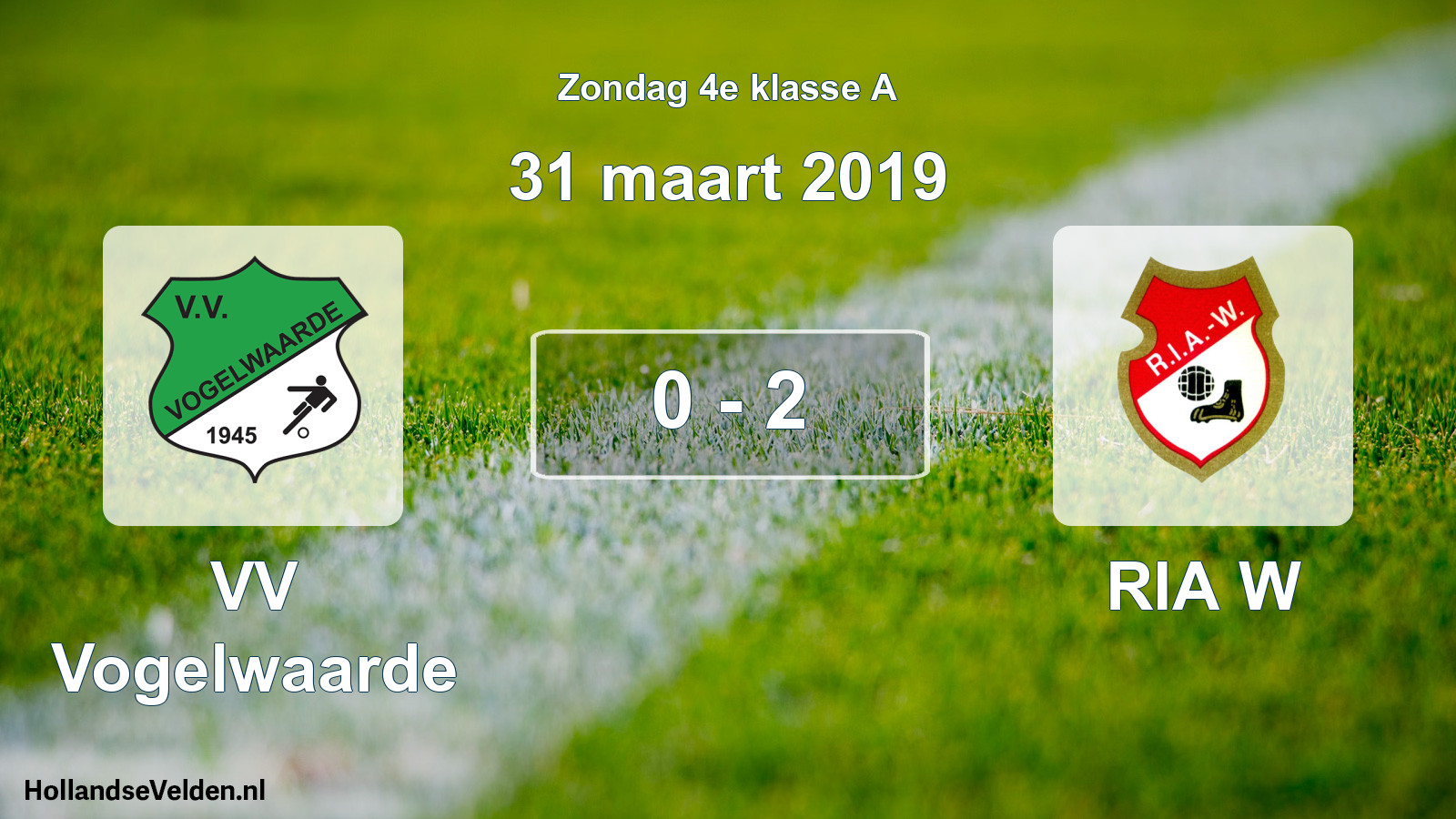 Total number of matches played: VV Vogelwaarde - RIA W 0 - 2 (31 March 2019)