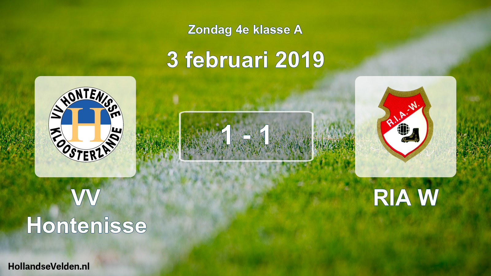 Total number of matches played: VV Hontenisse - RIA W 1 - 1 (3 February 2019)
