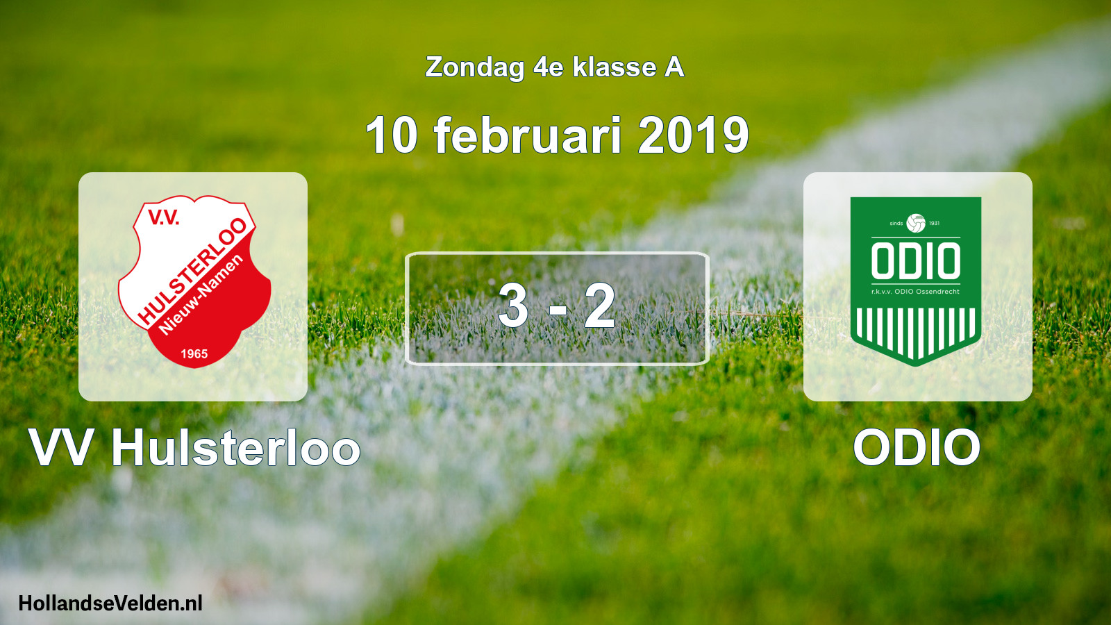 Total number of matches played: VV Hulsterloo - ODIO 3 - 2 (10 February 2019)