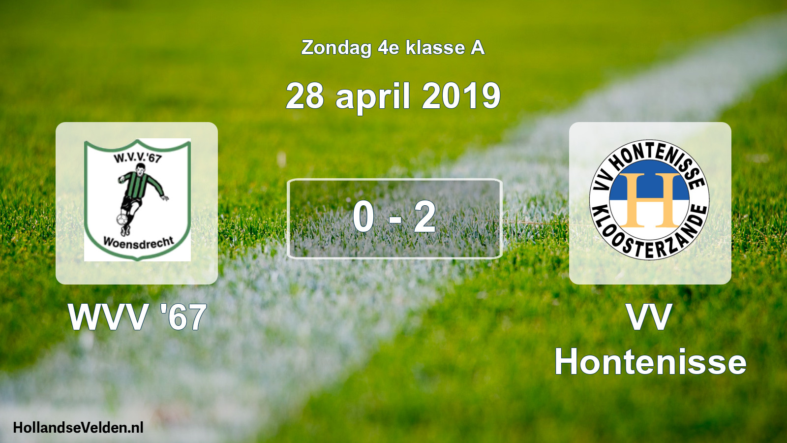 Total number of matches played: WVV '67 - VV Hontenisse 0 - 2 (28 April 2019)