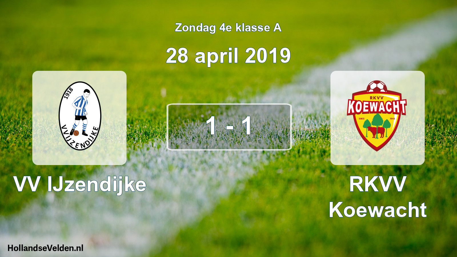 Total number of matches played: VV IJzendijke - RKVV Koewacht 1 - 1 (28 April 2019)