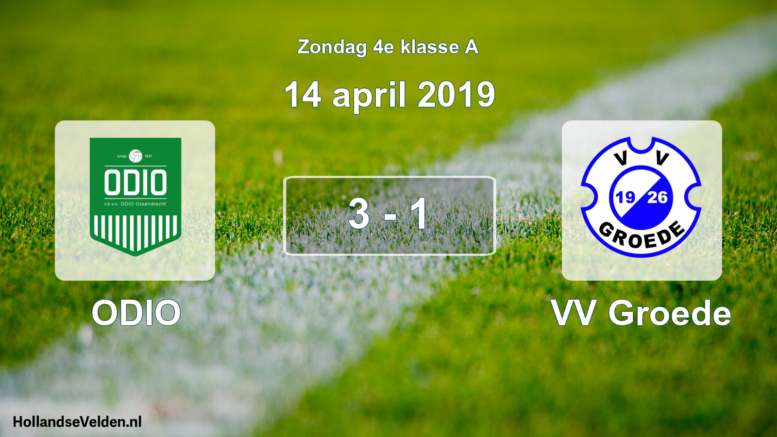 Total number of matches played: ODIO - VV Groede 3 - 1 (14 April 2019)
