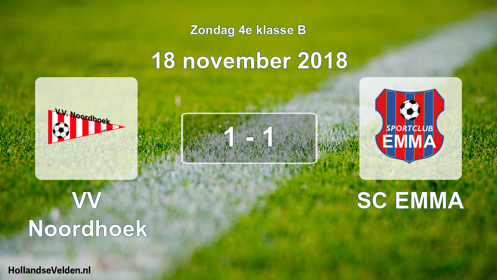 Total number of matches played: VV Noordhoek - SC EMMA 1 - 1 (18 November 2018)