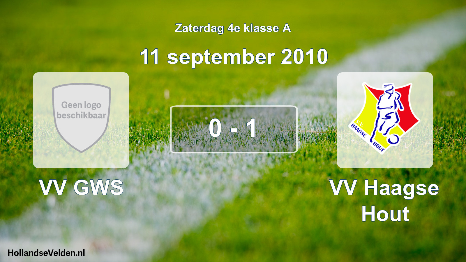 Total number of matches played: VV GWS - VV Haagse Hout 0 - 1 (11 September 2010)