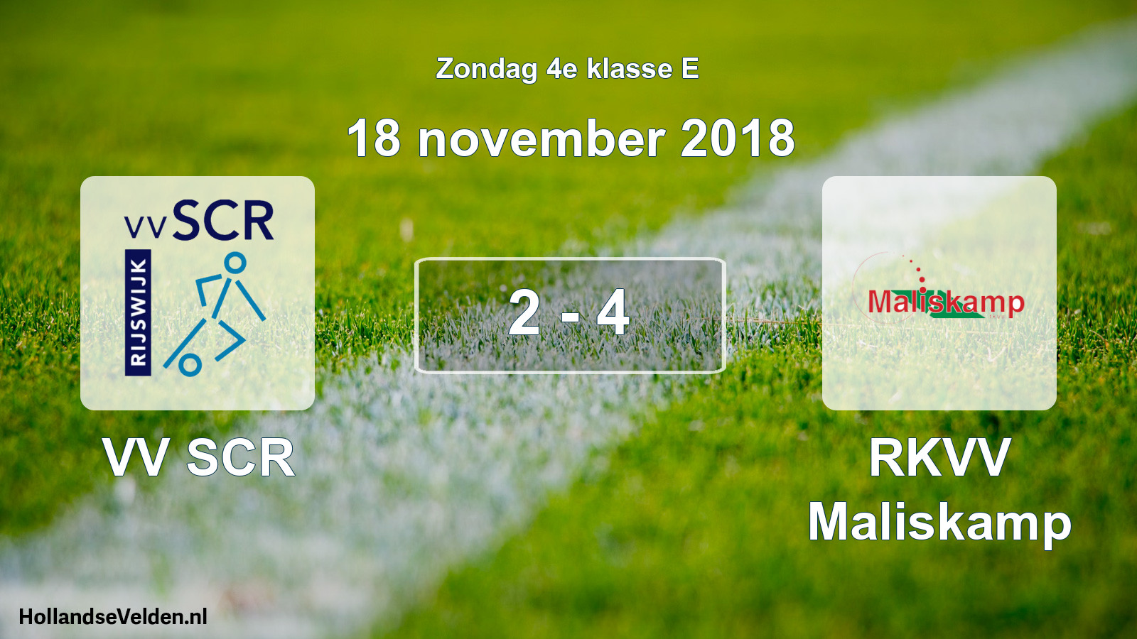 Total number of matches played: VV SCR - RKVV Maliskamp 2 - 4 (18 November 2018)
