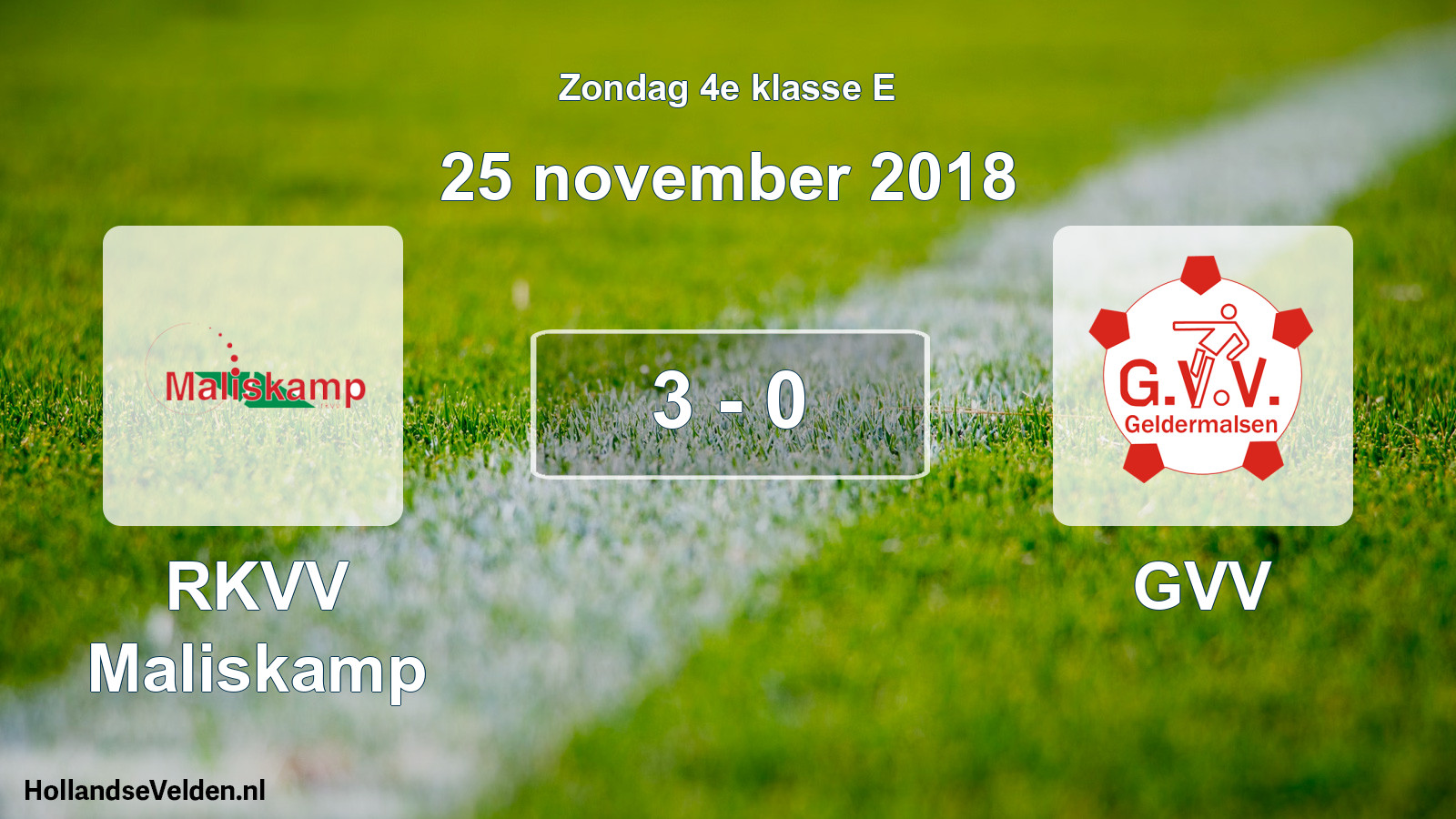 Total number of matches played: RKVV Maliskamp - GVV 3 - 0 (25 November 2018)