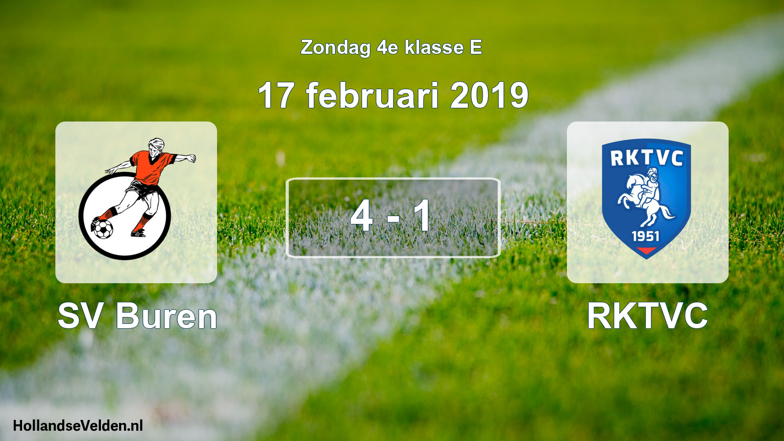 Total number of matches played: SV Buren - RKTVC 4 - 1 (17 February 2019)