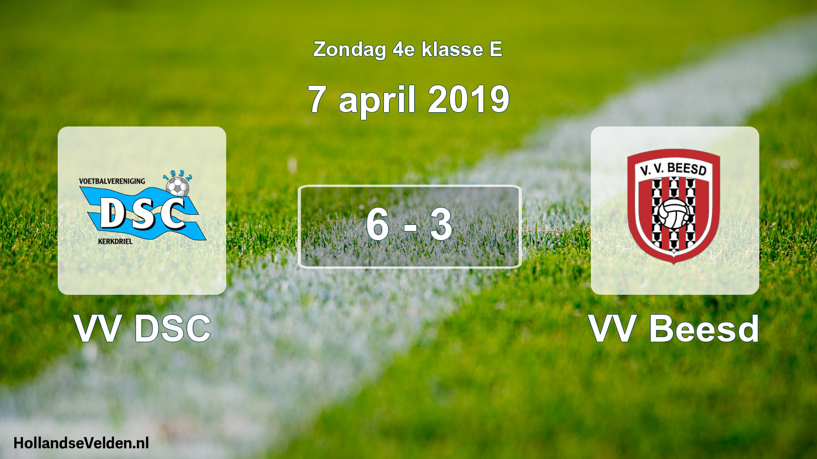 Total number of matches played: VV DSC - VV Beesd 6 - 3 (7 April 2019)