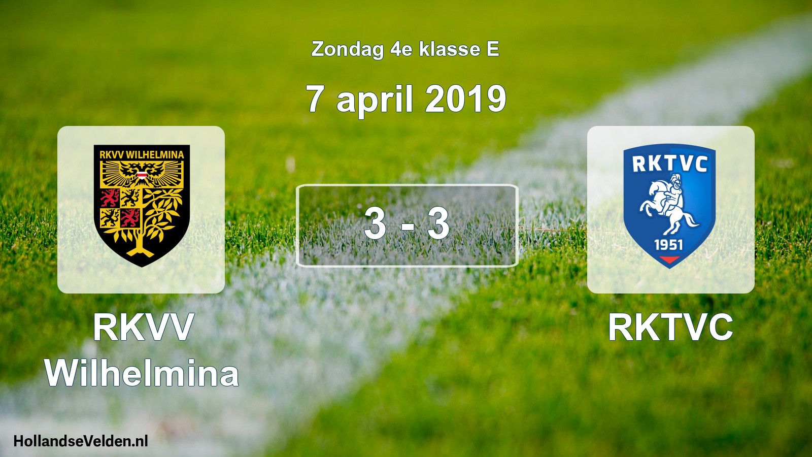 Total number of matches played: RKVV Wilhelmina - RKTVC 3 - 3 (7 April 2019)