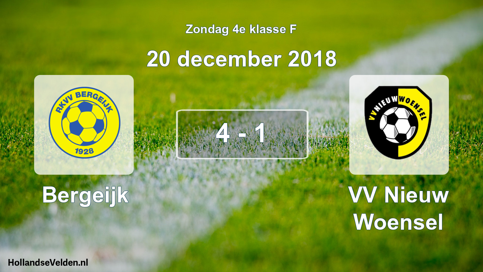 Total number of matches played: Bergeijk - VV Nieuw Woensel 4 - 1 (20 December 2018)