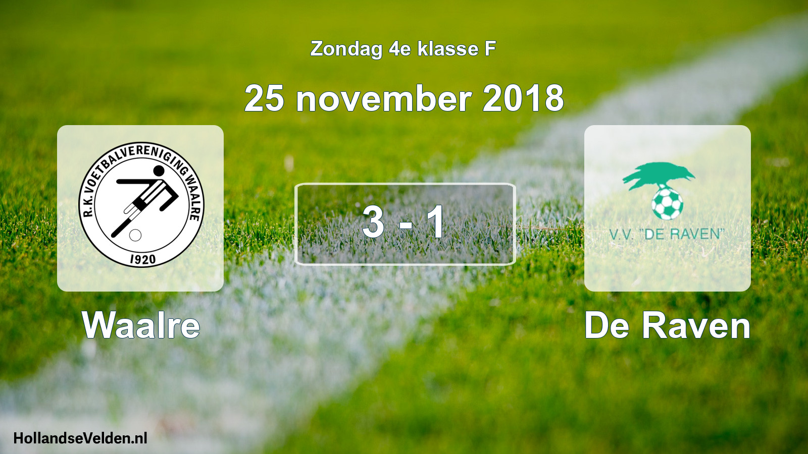 Total number of matches played: Waalre - De Raven 3 - 1 (25 November 2018)