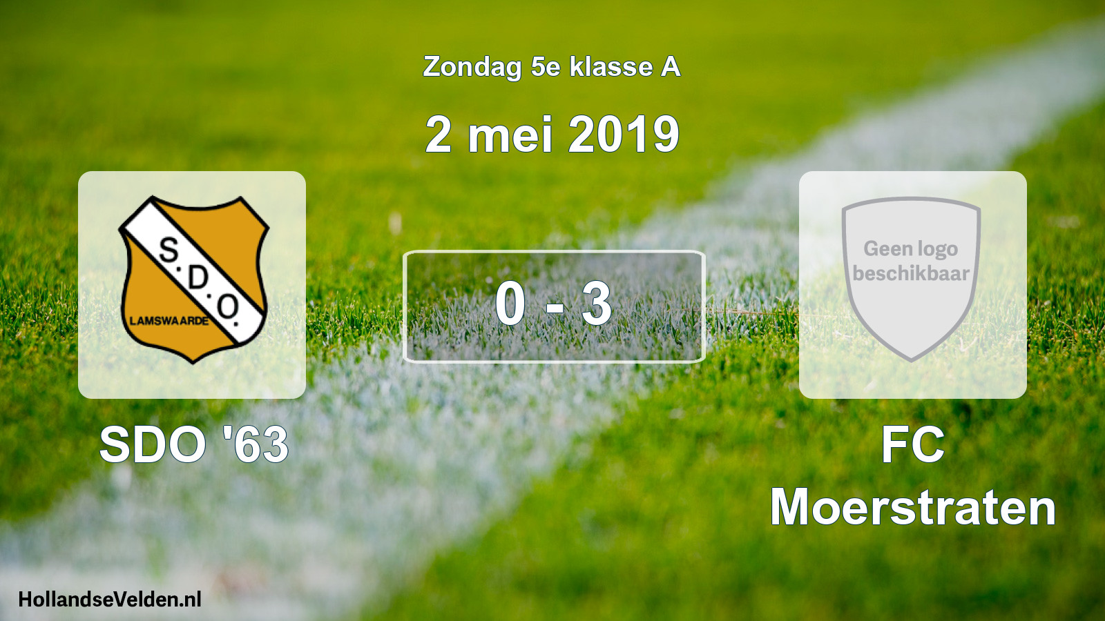 Total number of matches played: SDO '63 - FC Moerstraten 0 - 3 (2 May 2019)